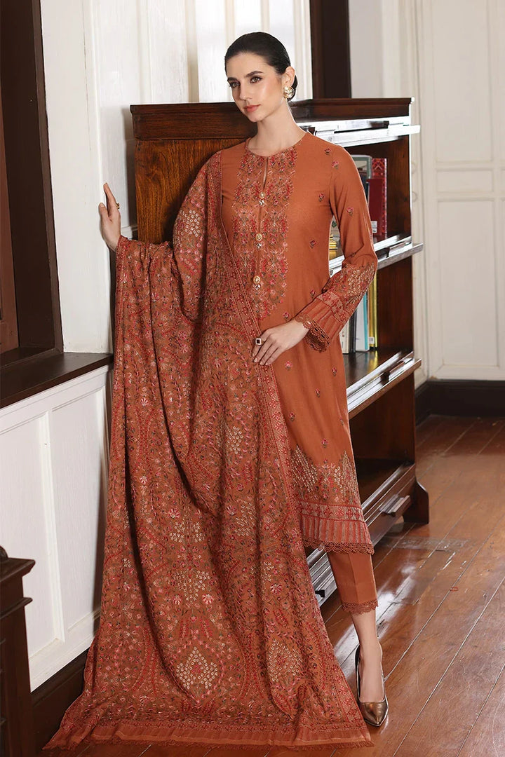 3PC Unstitched Karandi Embroidered Shirt with Karandi Embroidered Dupatta MT-104